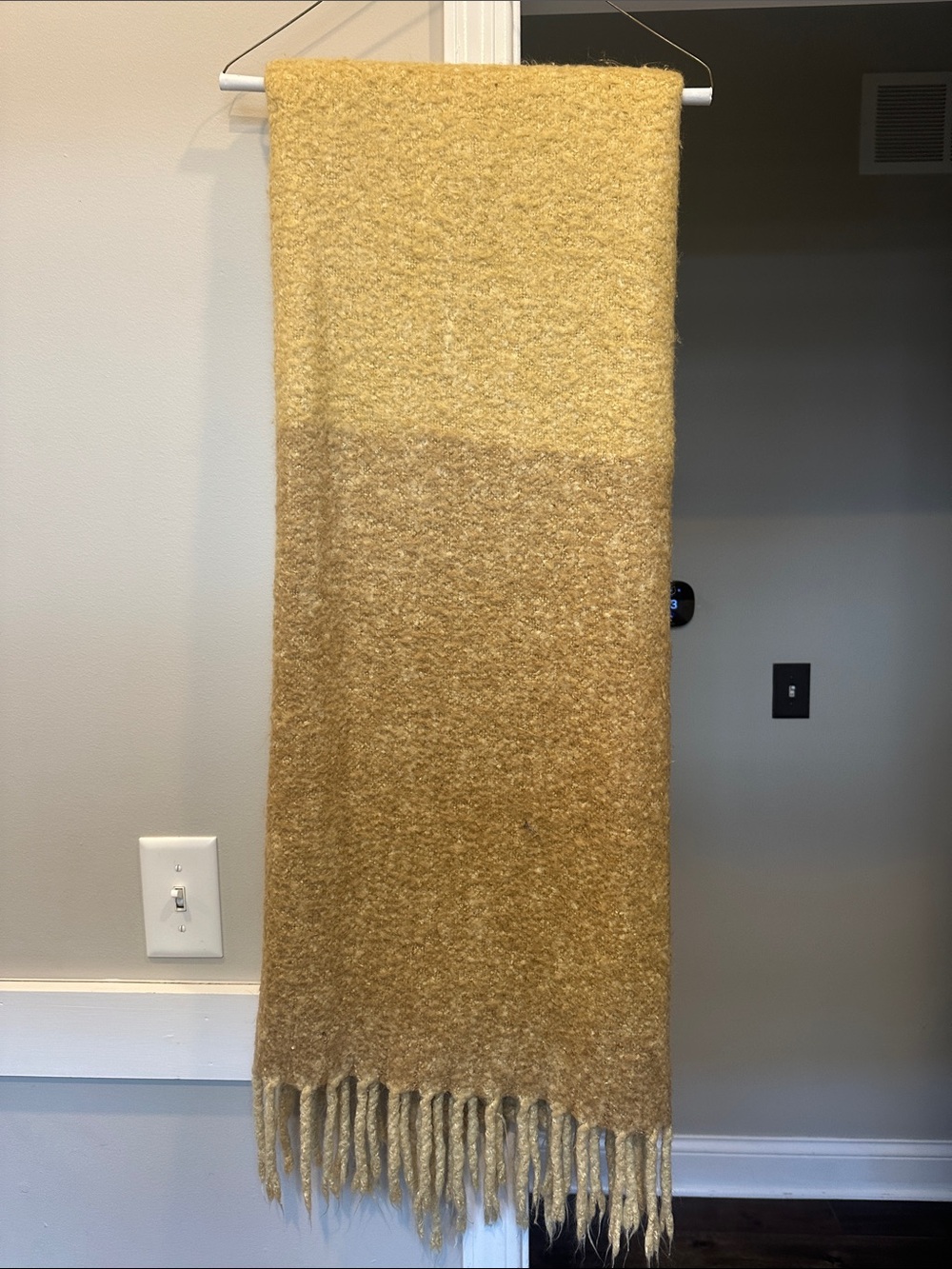 Pottery Barn Cozy Ombre Mustard Fringe Throw Blanket - Picture 3 of 4